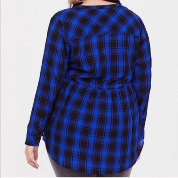 Torrid Buffalo Plaid Long Sleeve Button Babydoll Tunic Top Plus Size 4 4X H13413 - Picture 6 of 11